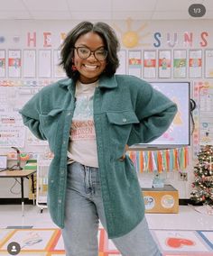 Professional Counselor Outfits, Baggy Jeans Teacher Outfit, 90s Teacher Outfits, School Counselor Outfits, Teacher Aesthetic Female, Teacher Dress Outfits, Colorful Teacher Outfits, Elementary School Teacher Outfits, Fun Teacher Outfits