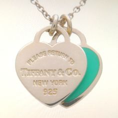 Authentic Tiffany&Co. Return To Tiffany Mini Double Heart Tag Necklace Return To Tiffany Necklace Double Heart, Return To Tiffany, Heart Tag, Tiffany Co Jewelry, Double Heart, Tag Necklace, Tiffany & Co., Blue And Silver, Womens Jewelry Necklace