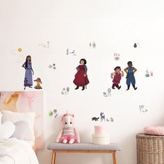 several children's wall stickers in a child's bedroom