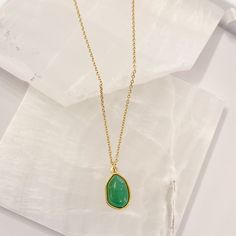 GREEN JADE STONE MINI necklace Green Jade Jewelry With Adjustable Chain, Green Jade Teardrop Pendant Jewelry, Green Necklace With Adjustable Chain For May Birthstone, Green Emerald Necklace With Adjustable Chain, Green Jade Necklaces For May Birthstone, Green Emerald Clavicle Necklace For May Birthstone, Green Tarnish-resistant Pendant Necklace, Green Emerald Collar Necklace For May Birthstone, Everyday Green Jewelry With Clavicle Chain