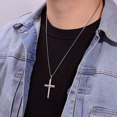 Features: Religious Jewelry, Quick ShipLink Construction: SolidShape: CrossMetal Color: WhiteChain Length: 24 InchChain Construction: BoxCare: Wipe CleanMetal: Stainless SteelNecklace Type: Pendant NecklacesCountry of Origin: Imported Cross Necklace Simple, Boys Necklace, Stainless Steel Cross Pendant, Cross Necklaces, Steel Cross, Cross Chain, Cross Pendant Necklace, Religious Jewelry, Men Necklace