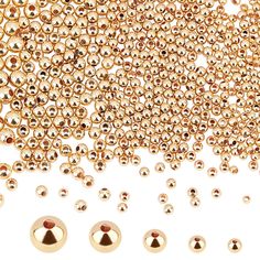 PRICES MAY VARY. 5 Sizes Golden Beads: 295pcs spacers about 2mm in diameter; 200pcs 2.5mm spacer beads; 95pcs 3mm round beads, 55pcs 4mm beads, and 50pcs 5mm beads, about 0.5~1.5mm in hole, enough quantity to meet your needs of making jewelry. 18K Plated Beads: In 18K plated gold, shinny and bright, making your jewelry more attractive and eye-catching. Made of high quality brass, hard and not easy to break, in smooth surface, can be used for a long time. Spacer Beads: These round metal spacer ch Crimp Bead Covers, Lampwork Bead Jewelry, Golden Beads, Large Hole Beads, Bracelet Diy, Fuse Beads, Rhinestone Bead, Bijoux Diy, Handmade Jewellery