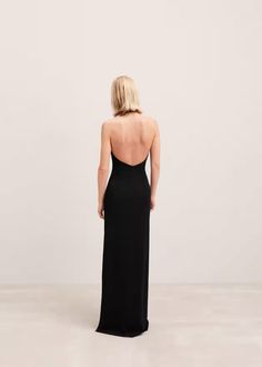 Halter-neck dress with open back - Women | Mango USA Dress With Open Back, Mango Outlet, Tailored Design, Halterneck Dress, Back Women, Capsule Collection, Exclusive Collection, Halter Neck, Jumpsuit Dress