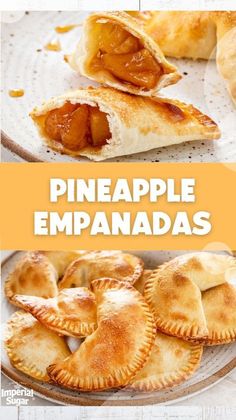 pineapple empanadas on a plate with text overlay