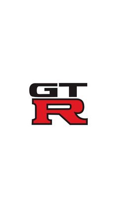 the logo for gtr is shown in black and red