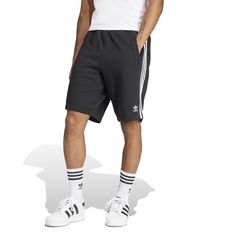 Three stripes for the win! In the adidas 3-Stripe Men's Shorts, you'll be repping your brand with these shorts that are so obviously adidas with their three-stripes. The elastic waistband means they'll stay up well but doesn't require you to be uncomfortable with a button or tight fit. These are ideal for on and off the court and are easy to match with a tee or even a hoodie (if you're into that look in the winter).Features: Features three stripes down side. Has adidas logo on the leg. Elastic w Be Uncomfortable, Pockets Details, Soccer Shop, White Kicks, Wide Width Shoes, Backpack Sport, Stay Up, Short Jacket, In The Winter