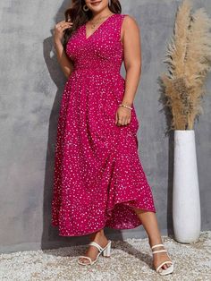 Sleeveless Polka Dot Maxi Dress For Summer, Polka Dot Sleeveless Sundress For Beach, Polka Dot Sleeveless Sundress For The Beach, Sleeveless Maxi Dress With Polka Dots For Summer, Sleeveless Polka Dot Maxi Dress For Party, Polka Dot Sleeveless Maxi Dress For Party, Sleeveless Polka Dot Maxi Dress For Vacation, Polka Dot Sleeveless Maxi Dress For Vacation, Polka Dot Sleeveless Sundress