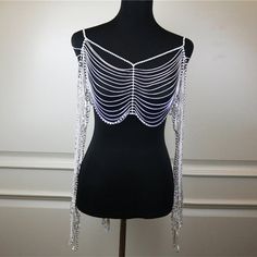 Luxury Rhinestone Body Chain Set / Glamorous Outfits Rhinestone Body Chain, Chain Shirt, Glamorous Outfits, Chain Bra, Luxe Design, Belly Chain, Laura Geller, Issey Miyake, Thom Browne