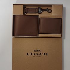 Nwt Coach Men’s Brown Wallet Gift Set New, Never Used! Brown Coach Wallet With Interior Key Chain Holder, Coach Wallet With Coin Pocket For Gift, Coach Wallet With Coin Pocket As Gift, Coach Bifold Wallet As Gift, Coach Leather Trifold Wallet For Everyday Use, Coach Leather Rectangular Trifold Wallet, Coach Wallets With Rfid Blocking As Gift, Coach Leather Trifold Wallet For Business, Coach Brown Wallet For Business