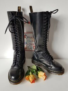 I have a selection of more than 500 pair of RARE, VINTAGE Dr Martens boots. Please visit my SHOP to check out my other DOCs. I will be listing new ones every day.  Dr Martens 20 hole knee high 1420 england vintage black UK3 EU36 US5 tall boots Condition: 8/10 Let me know in case you have any questions Alternative Fashion Knee-high Boots With Round Toe, Alternative Style Knee-high Winter Boots, Alternative Winter Knee-high Boots, Fall Combat Boots For Alternative Fashion, Fall Knee-high Combat Boots For Alternative Fashion, Punk Knee-high Lace-up Boots For Winter, Fall Knee-high Lace-up Boots For Alternative Fashion, Gothic Knee-high Combat Boots For Winter, Fall Lace-up Knee-high Boots