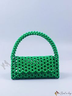 Color: Green, Size: one-size Green Details, Pearl Bag, Beaded Handbag, Underarm Bag, Women Formals, Diy Supplies, Beaded Bags, Bag Bag, Bird In Bag