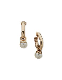 J Hoop With Pearl Drop Clip On Earrings | Anne Klein Professional Office Outfit, J Hoop, Wardrobe Pieces, Professional Office, Office Outfit, T Shirt And Jeans, Casual T Shirt, Pearl Drop, Office Outfits