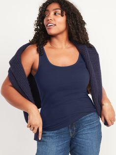 Our First Layer tank top is fitted, flattering & soft.  Great outfits start here ➡️ Scoop neck.  Sleeveless arm openings.  Rib-knit cotton-blend, with comfortable stretch.  @modelsizes 5’9":S | 5'7":L | 5'10":XL @modelsizes Fitted through body. Lost At Sea, Great Outfits, Layered Tank Top, Top Hits, Layering Tanks, Knit Cotton, Petite Size, Rib Knit, Tank Tops Women