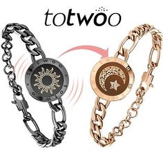 Premium Totwoo Sun and Moon Long Distance Touch Light Up&Vibrate Bracelets for Couples, Fashion Jewelry Matching Items For Couples, Ella Jane, Bracelets For Couples, Couples Fashion, Distance Bracelets, Gift Box For Men, Couple Watch, Moon Bracelet, Personalised Gift Boxes