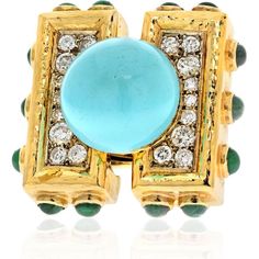 David Webb Turquoise Diamond Emerald Oversized Ring - Platinum & 18K Yellow Gold David Webb, Yellow Rings, Yellow Jewelry, Yellow Gold Setting, 18k Yellow Gold Ring, Yellow Gold Ring, Gem Stone, Vintage Ring, Gold Set