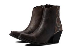 Ariat Carmelita Western Boot - Women's Shoes : Rhino Tan/Brown Snake Print : Accentuate your looks with the stylish Ariat Carmelita Western Boot. Snake skin inspired design on back. Leather upper. Pull-on construction. Raised pointed-toe silhouette. Man-made lining, insole, and outsole. Imported. Measurements: Heel Height: 2 3 4 in Weight: 1 lb 3 oz Shaft: 6 3 4 in Product measurements were taken using size 9, width B - Medium. Please note that measurements may vary by size. Casual Ankle Boots With Heel Tab, Casual Boots With Heel Tab And Pointed Toe, Casual Closed Toe Boots With Heel Tab, Casual Boots With Reinforced Heel And Snip Toe, Casual Boots With Pointed Toe And Removable Insole, Casual Boots With Removable Insole And Pointed Toe, Casual Pointed Toe Boots With Removable Insole, Womens Ariat, Brown Snake