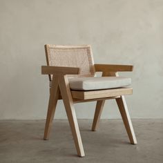 Light wood arm chair with cushion Accent Chair Office, Rattan Weaving, Fabric Dining Chair, Cane Dining Chair, Ottoman Coffee, Pierre Jeanneret, Ottoman Coffee Table, Wood Dining Chairs, Fabric Dining Chairs