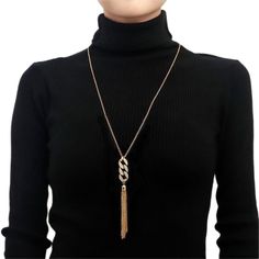 PRICES MAY VARY. GOLD LONG NECKLACE SIZE: 73 cm +10 cm extension chain, that is 28 inches + 4 inches, please refer to the picture for exact size PREMIUM QUALITY TASSEL NECKLACE: This exquisite necklace is made of alloy with high quality plating, lead and nickel free, sturdy and durable LONG Y NECKLACE: The long knot tassel necklace is very shiny and reflects beautifully, suitable for formal or casual occasions, can be worn with sweaters, turtleneck tops, blouses, t-shirts, tank dresses PERFECT G Long Necklace Nordstrom, Tassel Necklace Gold, Sweaters Turtleneck, Gold Tassel Necklace, Tank Dresses, Sweater Necklace, Long Tassel Necklace, Silver Bar Necklace, Gold Long Necklace