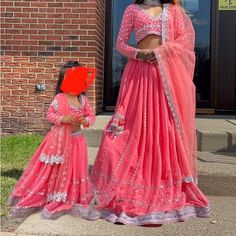 Wear In Once Very New, Hand Work On Blouses And Dupatta, Heavy Lehenga. Mom Size Is 32 Mama And Daughter, Heavy Lehenga, Designer Lehenga, Hand Work, Matching Sets, Lehenga, Work On, Pink Ladies, Blouses