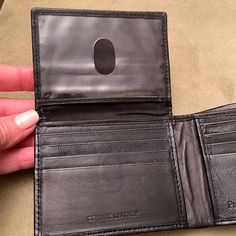 Smooth And Sleek Perry Ellis Portfolio Black Genuine Leather Wallet With Pullout Id Wallet. 8 Card Slots With Pullout Clear Id Wallet W/4 Add’l Card Slots. 2 Full-Size Currency Pockets. Rfid-Lined Vinyl Interior Keeps Private Data Safe. Imported. Nwot. From A Pet-Free, Smoke-Free Home. Measurements 3 3/8” X 9” Circumference 3 3/8 X 4.25” Folded Slim Presentation 1/2” When Empty Black Bifold Wallet With Id Window, Black Leather Trifold Wallet With Id Window, Formal Black Trifold Wallet With Id Window, Casual Business Wallets With Rfid Blocking, Business Leather Trifold Wallet With Id Window, Casual Rfid Blocking Wallets For Business, Black Business Wallet With Id Window, Casual Bifold Wallets For Business, Leather Trifold Wallet With Id Window For Daily Use