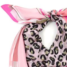 Cool Cat Silk Scarf Pink Coral Taupe 43 | THERESA DELGADO Good Vibrations, Leopard Design, Hand Roll, Pink Coral, Silk Twill, Top Seller, Silk Chiffon, Mulberry Silk, Modern Fashion