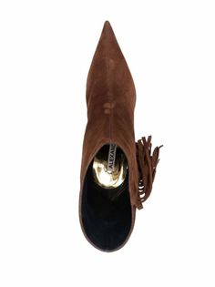 Alexandre Vauthier Fringed Suede 110mm Ankle Boots - Farfetch Suede Fringe Boots, Ankle Boots Brown, Studded Ankle Boots, Alexandre Vauthier, Fringe Boots, Boot Print, Suede Fringe, Brown Ankle Boots, Pointed Toe Shoes