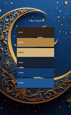 a blue and gold color scheme for the moon