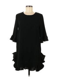 Unbranded Casual Dress Size: 6 Black Dresses - used. 95% POLYESTER, 5% ELASTANE, Ruffles, Short, 3/4 Sleeve | Casual Dress: Black Dresses - Used - Size 6 Party Dress With Ruffles And 3/4 Sleeves, Black Dress With 3/4 Sleeves For Date Night, Black 3/4 Sleeve Dress For Date Night, Elegant Dress With 3/4 Sleeves And Ruffle Hem, Elegant Dresses With 3/4 Sleeve And Ruffle Hem, Elegant 3/4 Sleeve Dress With Ruffle Hem, Chic Midi Dress With 3/4 Sleeves And Ruffles, 3/4 Sleeve Ruffled Dress For Work, Workwear Dress With Ruffles And 3/4 Sleeves