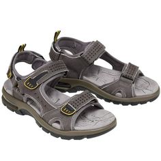 OutPro men's leather sandals are made of high-quality first layer leather and stretch fabric material, which is breathable and skin-friendly. The mens open toe sandals have 3 adjustable velcro straps with hook and loop closure for easy on and off. The beach shoes is heel strap adjusts quickly and fully for the perfect fit. The ergonomic arch support relieves the pressure on the soles of the feet and the discomfort of long walks, and the anti-velvet microfiber MD insole elasticity can help reliev Casual Leather Sandals, Leather Sandals For Men, Garden Clogs, Sandals For Men, Mens Leather Sandals, Hiking Sandals, Beach Slippers, Long Walks, Men Summer