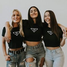 An haute couture fam! Tight fitted crop top in black. Size up for a looser fit. 52% combed ring-spun cotton, 48% polyester. Prof Set, Aphi Merch, Black Sorority, Big Little Sorority Shirts, Big Little Basket, Moon Costume, Cropped Tees, Bestie Outfits, Sister Poses