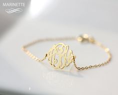 mini monogram bracelet side attached on gold by MarinetteJewelry Formal Monogram Sterling Silver Jewelry, Formal Sterling Silver Monogram Jewelry, Formal White Gold Monogram Jewelry, 14k Gold Initials Name Bracelet For Anniversary, 14k Gold Name Bracelet With Initials For Anniversary, Elegant Formal Monogrammed Jewelry, Elegant Formal Monogram Jewelry, Formal Elegant Monogram Jewelry, 14k Gold Initials Name Bracelet