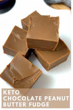 chocolate peanut butter fudge with text overlay that reads keto chocolate peanut butter fudge