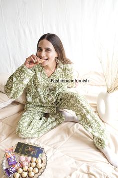 100% pure cotton hand block printed night suit, perfect for summer while sipping tea on your terrace! Full sleeve shirt with buttons and loose fit trousers. Completely handmade in Jaipur from 100% pure cotton fabric.Best for holidays, daily use, summer parties and beach parties. House Party matching pajama set ( shirt and pant set with matching pouch)at one place!! These are also available as bridesmaid pajamas, flower girl pajamas, mother pajamas, pajamas for father, matching family pajamas. Most convenient for the bridal getting ready photo shoot for a memorable time. Very soft and light fabric. These natural women pajamas are made of cotton fabric and perfect for sleep, or for parties, or for everyday use. Payjama set will make you feel stylish while offering incredible comfort. The fab Night Wear Dress, Bridesmaid Pyjamas, Cozy Pajamas, Matching Family Pajamas, Natural Women, Night Suit, Matching Pajamas, Family Pajamas, Womens Pyjama Sets