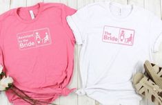 Office themed bridal party shirts White Fitted Shirt For Bachelorette Party, White Custom Print Top For Bachelorette Party, Fitted Pink T-shirt For Hen Party, Pink Fitted T-shirt For Hen Party, Fall Bachelorette, Fall Shirts For Women, The Office Wedding, Themed Bridal Shower, Bachelorette Shirt