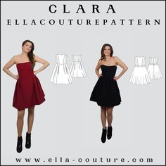 The Clara dress is a bustier dress and is made with bodice stays. This gives the dress a great body shape. The pattern contains two versions, version 1 is with a pleated skirt and the second version is with a ruffled skirt and two different bustier. The dress will be closed with a zip at the centre back. The pattern has an additional Beamer file. Size:  32-54 (EU) , 2-24 (US) , 4-26 (UK) Level: 3/5 The pattern is in A4 size / US Letter size to print at home (on diffrent layers so you can only pr Lined A-line Corset Dress With Fitted Bodice, Pleated Dresses With Fitted Bodice And Full Skirt, Fitted Box Pleat Mini Dress For Party, Fitted Mini Dress With Box Pleat For Party, Pleated Dresses With Fitted Bodice And Empire Waist, Pleated Empire Waist Dress With Fitted Bodice, A-line Strapless Dress With Fitted Bodice For Date Night, Fitted Bodice A-line Strapless Dress For Date Night, Fitted Dress With Full Skirt For Date Night