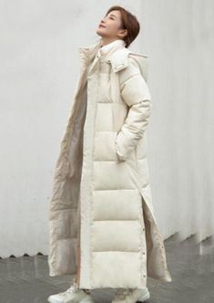 Thick down parka women with hood down jacket winterr coat - Omychic Down Parka Women, Outwear Fashion, Parka Women, Womens Jackets Casual, Parka Style, Long Parka, Winter Stil, Hem Design, Cotton Coat