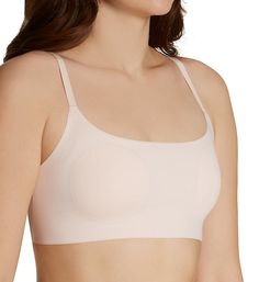 This wireless bra is perfect for comfortable wear with removable padding and moisture wicking technology. Made from nylon and spandex. Wireless cups are self-lined, with an inner pocket to place light, removable padding, included . Modern scoop neckline. Target zones give support without a wire. Bra is entirely seamless with bonded edges for a line-free look. Cool Comfort knit helps wick moisture away. Tall center, with a scoop neckline. Two-ply microfiber sides have SmoothTec fused edges. Stret Pink Full Coverage Sports Bra With Built-in Bra, Pink Full Coverage Sports Bra With Light Support, Pink Sports Bra With Built-in Support, Pink Sports Bra With Removable Pads And Medium Support, Pink Full Coverage Sports Bra With Removable Pads, Supportive Pink Sports Bra With Removable Pads, Pink Seamless Sports Bra With 4-way Stretch, Most Comfortable Bra, Wire Bra