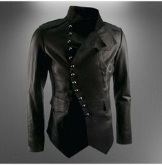 Handmade black men steampunk long jacket, punk style custom coat for men, leather jackets men Cyberpunk Coat, Men Long Jacket, Long Jacket Style, Punk Leather Jacket, Men Steampunk, Mens Outerwear Jacket, Steampunk Jacket, Coat For Men, Studded Jacket