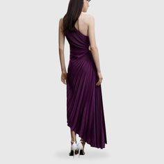 Purple One Shoulder Pleated Dress – ADONIS BOUTIQUE Spring Gala Dress With Folds, Spring Pleated Pre-draped Midi Dress, Chic Gala Midi Dress With Folds, Satin Dress With Pleated Back For Date Night, Gala Midi Dress With Folds, Formal One-shoulder Pleated Maxi Dress, Chic A-line Pleated Mini Dress, One Shoulder Pleated Maxi Dress For Party, A-line Pleated Dress For Date Night