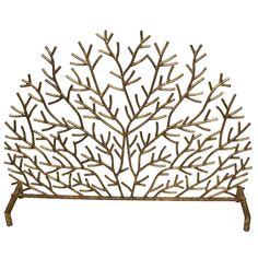 Cape Coral French Screen Panel Fireplace, Decorative Fireplace Screens, Fire Screen, Gold Branches, Small Fireplace, White Fireplace, Coral Design, Coral Pattern, Fireplace Screen