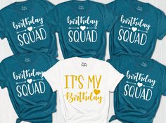 "Matching Birthday Party Shirts,Custom Birthday Group Shirts,Birthday Squad Shirts,Birthday Crew Shirt for Women,Birthday Celebration Gift ----- How To Order ----- 1-) Please, check and review all the photos. 2-) Choose your t-shirt size and color. *Different styles of shirts may have different shades of same color choice due to different manufacturer brands. *For this reason, we recommend you to match shirts from the same styles if you want precisely matching colors (ex. Unisex, V-necks, Toddle Birthday Sleepover Shirts, Birthday Party T Shirt Ideas, Bday Shirts For Group, 40 Birthday Shirts For Women Group, Birthday Tshirt Ideas Women Group, Birthday Party Tshirts Ideas, Sleepover Squad Shirt, Birthday Squad Shirts Boys, Matching Family Birthday Shirts