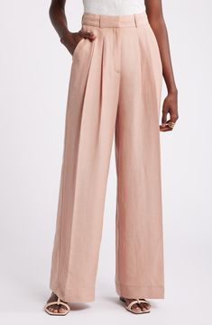 Nordstrom Pleated Wide Leg Pants | Nordstrom Luxury Linen Pants, Pants Nordstrom, Pleated Wide Leg Pants, Pants Tailored, Serene Nature, High Waist Wide Leg Pants, Brown Fits, Astr The Label, Affordable Wedding