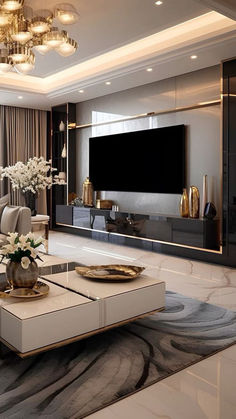 Effortless Elegance: Stylish TV Mounting Concepts for Any Room Home Hall Design, Design Room, Mansion Interior, Home Design Living Room, Luxury Homes Interior, Modern Houses, Elegant Living Room, Elegant Living, Bedroom Designs