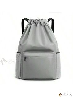 Bird in Bag - Stylish Drawstring Backpack: Versatile Bag for School, Gym, and Casual Outings - Ideal for Teenagers, Women, and Men Gray Nylon Softback Bag, Casual Gray Backpack For Sports, Casual Gray Sports Backpack, Large Capacity Nylon Drawstring Bag For Travel, Gray Backpack With Pockets For Outdoor Activities, Large Capacity Nylon Drawstring Bag For Everyday Use, Gray Outdoor Backpack With Pockets, Large Capacity Nylon Drawstring Bag, School Bag With Drawstring In Nylon