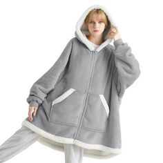 Convenient: This blanket hoodie features a front zipper for easy wear, deep side pockets for storing snacks or remotes while lounging, and ribbed, fitted cuffs for a comfortable and secure fit that locks in the warmth. Exceptional Warmth: The premium flannel fabric on the outside layer offers an incredibly soft and smooth hand feel, while the inner sherpa lining provides cozy, dependable warmth for winter. A Gift for Your Loved Ones: Available in multiple colors, this ultra-soft blanket hoodie i Blanket Jacket, Boho Embroidery, Sweatshirt Blanket, Presents For Women, Blanket Hoodie, Zipper Shorts, Wearable Blanket, Hooded Blanket, Cotton Duvet Cover