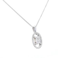 This sparkling oval invisble setting white diamond pendant, is a classic. Elegant and stylish, this white diamond pendant is set in 18K white gold, and features an oval shape that is filled with round diamonds, floating in a diamond studded oval outline shape. The pendant hangs from a white gold link chain and is attached by a white gold bail. This pendant is sure to be loved by all who see it and makes for a beautiful gift.
We are happy to answer any of your questions! Contact us! White Brilliant Cut Diamond Necklace With Oval Pendant, White Brilliant Cut Oval Pendant Diamond Necklace, White Diamond Necklace With Oval Pendant Accents, White Oval Diamond Necklace With Accents, Oval White Diamond Necklace With Accents, Formal Oval Pendant Diamond Necklace With Single Cut Diamonds, White Diamond Cut Oval Pendant Necklace, White Diamond Necklace With Oval Pendant, Wedding White Gold Oval Pendant Diamond Necklace