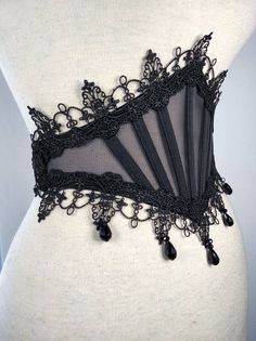 Corset Belt Lace, Lace Waist Belt, Gothic Waist Belt, Halloween Elegant Lace Corset, Black Fitted Lace Corset Belt, Elegant Lace Corset For Halloween, Black Lace Corset For Costume Party, Black Underbust Festival Corset, Black Underbust Corset For Festival