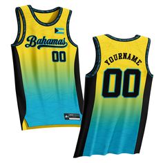 Bahamas Custom Basketball Jersey Basketball Jersey With Team Name, Basketball Jersey With Team Name For Sports Season, Team-colored Crew Neck Basketball Jersey, Breathable Jersey Basketball Sublimation Design, Collegiate Sleeveless Jersey For Sports Events, Collegiate Sleeveless Sports Jersey, Collegiate Style Sleeveless Jersey For Sports Events, Sleeveless Jersey With Team Name, Sleeveless Basketball Jersey With Team Logo