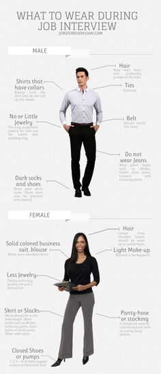 What you wear for an interview is as important as your answers for the job intervie questions. Check out these tips for interview attire or what to wear to work! #businessattire #workattire #businesscasual #professionalattire Job Interview Infographic, Job Interview Men, Interview Infographic, Job Interview Attire, Interview Outfit Men, Job Interview Advice