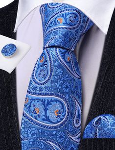 Brand: Barry Wang Material: 100% Silk What You Get: Same design Tie, Pocket Square & Cufflinks? Size: Necktie in 59" Length & 3.35" width at the tip, pocket square in 9"x 9"size Quality: Barry Wang Focus on Ties for Many Years, Good Quality Interlining Makes Our Ties Weighted and Elastic, Which are Easily Designed for A Perfect Knot.For More Quality Stylish Ties with Unbeatable Price, Please Click Our shop to Check More.With So Much Choice and Impeccable Quality, There's No Excuse Not to Have A Cufflink Set, Blue Tie, Daily Dress, Blue Paisley, Blue Ties, Tie And Pocket Square, Slate Blue, Pocket Square, Silk Ties